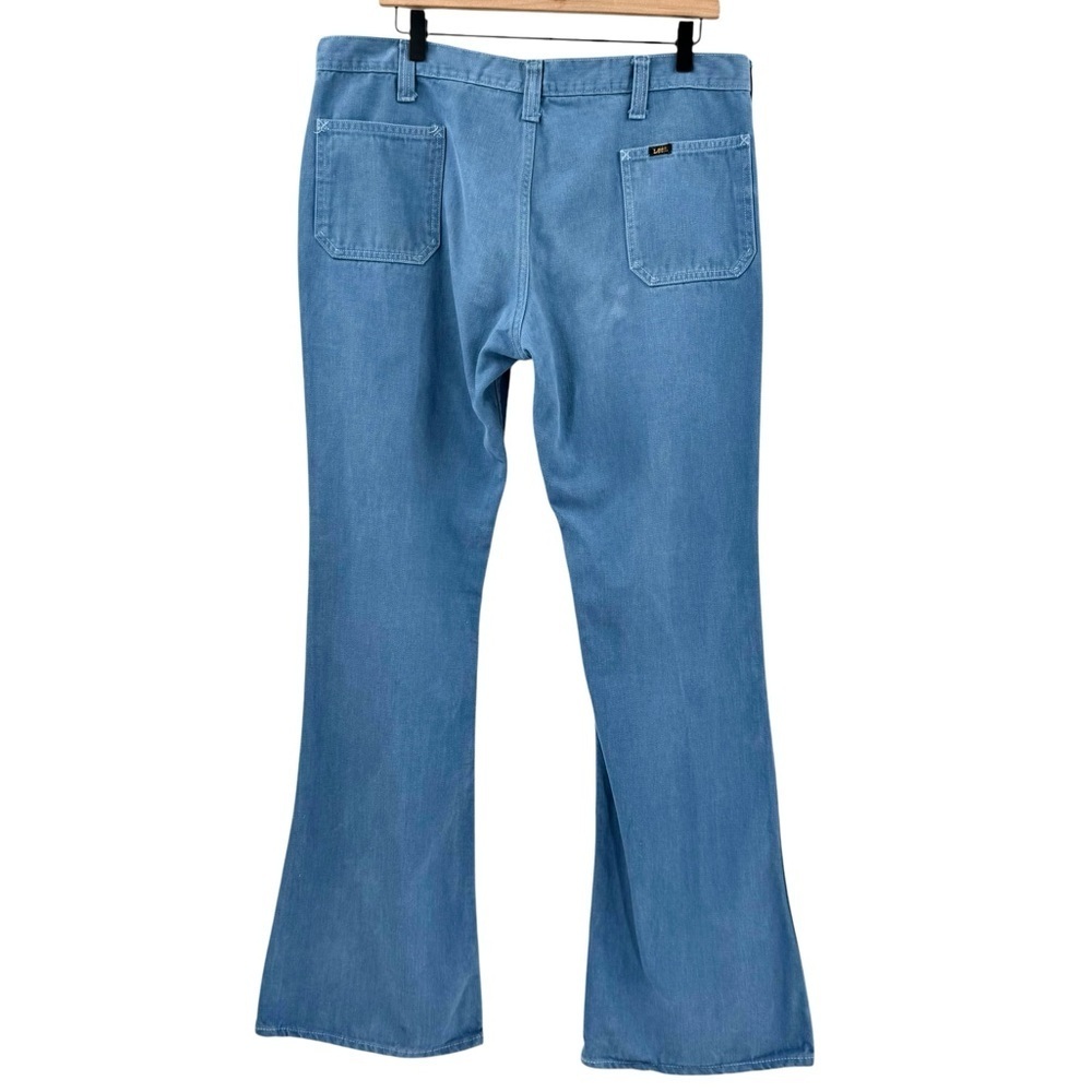 Vintage 70s Bell Bottom Jeans Lee Teens Made in USA Button Fly Flare Leg | 16/18 - Picture 8 of 12